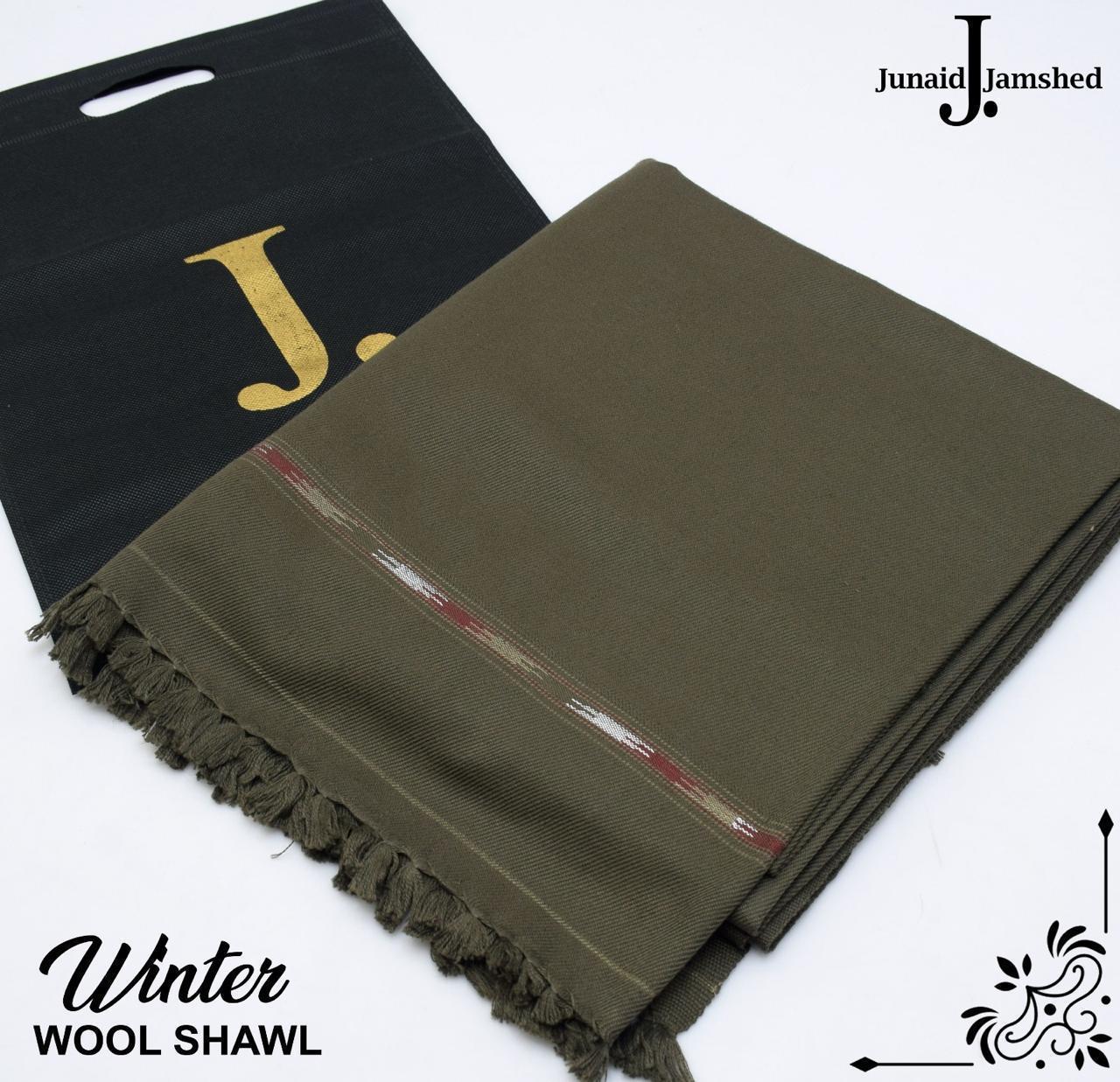 Premium Men's Wool Shawl By Junaid jamshed Olive Green