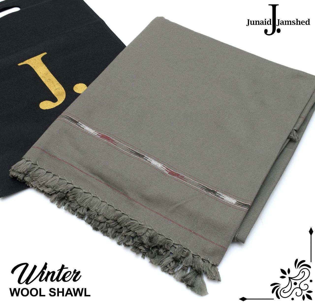 Premium Men's Wool Shawl By Junaid jamshed Grey